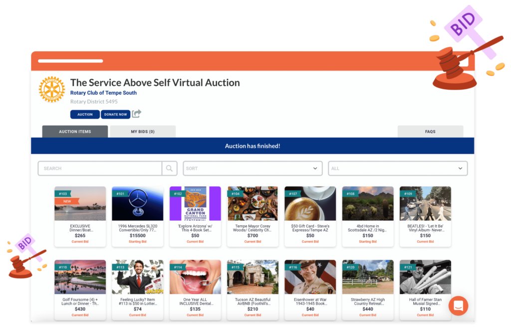 givsum rotary tempe south online auction case study service above self